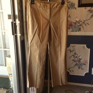 Talbots 10P Heritage Khaki Flat Front Tailored Pockets Straight Leg Petite